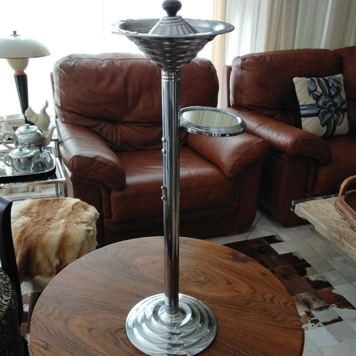 Lampadaire métal argenté - lampadaire,