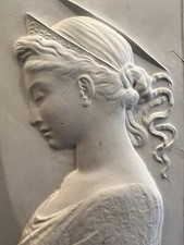 Painting & profile woman plaster Saint Helene bas relief