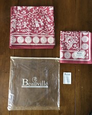 Beauville French Table Linens Sumatra Pattern Tablecloth Napkins x8