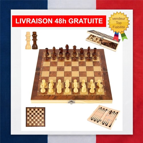 Jeu échecs bois en 1 - jeu, d'échecs