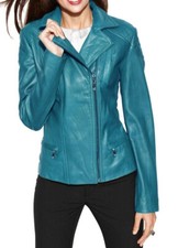 Nouvelle Veste En Cuir Pour Femme 100% Peau De Mouton Coupe Slim Mode Élégante