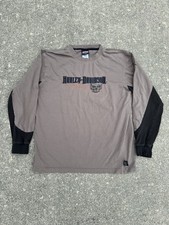 Vintage Y2K Harley Davidson Embroidered Skull Dayton Ohio Long Sleeve Shirt Sz M