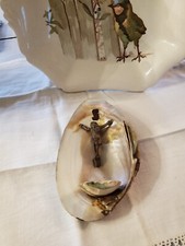 BENITIER VINTAGE CRUCIFIX COQUILLAGE