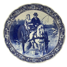 Assiette Murale Vintage Royal Sphinx Maastricht Delft Scène Équestre Hollandaise