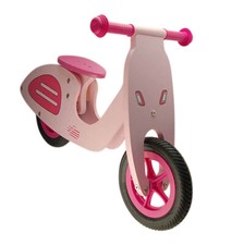 Velo sans pedale en bois "draisienne" -style vespa- rose des 20 mois a 4 ans