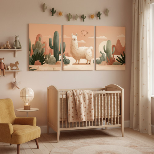 Triptyque bébé petit lama - triptyque, de