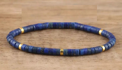 Bracelet perles 4mm lapis - de,