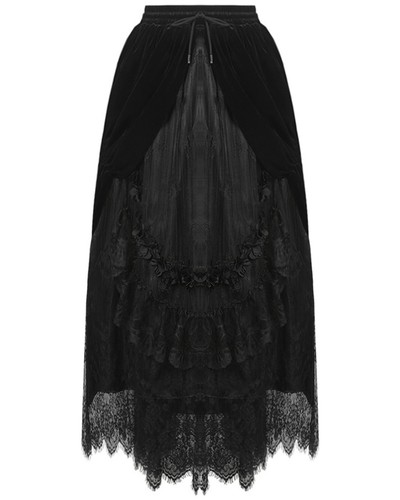 Jupe longue gothique noire - noire, en