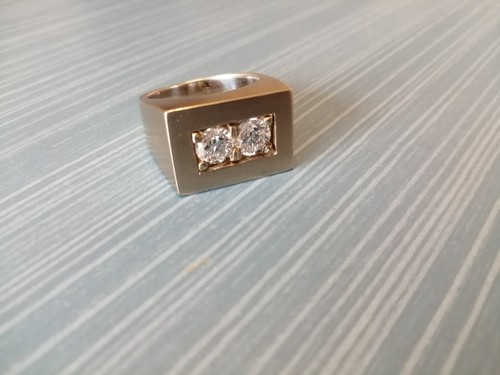 Chevalière diamants gia - or,