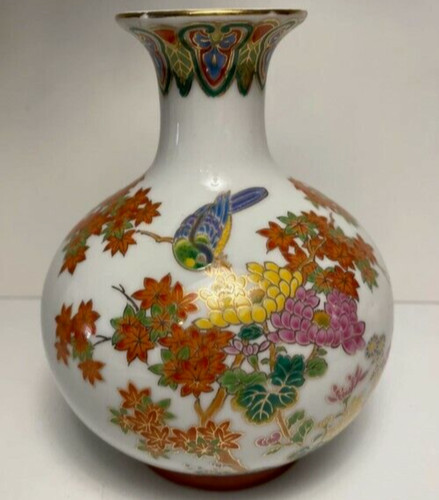 Vase porcelaine décor oiseau