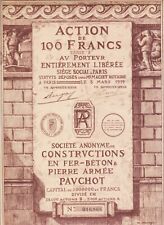 BONSTRUCTIONS EN IRON CONCRETE PIERRE ARMY PAUCHOT - ACTION 100 FRANCS 1919 - FRANCE