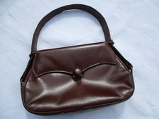 Vintage 1950 Bordeaux Leather Handbag 25cm x 15cm