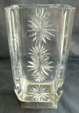 Cut crystal vase 22 cm - pewter foot - vintage piece - ref 1576