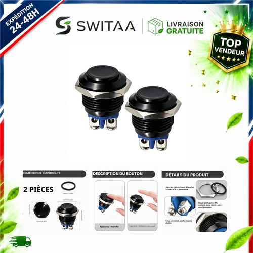 Bouton poussoir momentané 12v - poussoir,