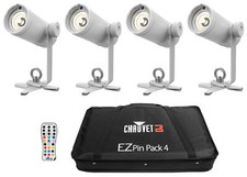 Chauvet DJ Ezpin Pack 4 EZpin Pin Spot Light Fixtures+IRC-6 Remote+Carry Case