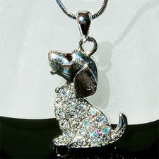 Beagle Chiot Chien ~ Avec Cristal Swarovski Animal Breloque Bijoux Chaîne