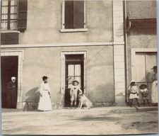 France, Pyrenees, Gavarnie, Koechlin Family and Dog Vintage Silver Print Shooting