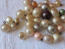 Lot 30 Antique Glass Buttons Bell Foot Metal Mixed 0.8 to 1.1cm Ref 5868