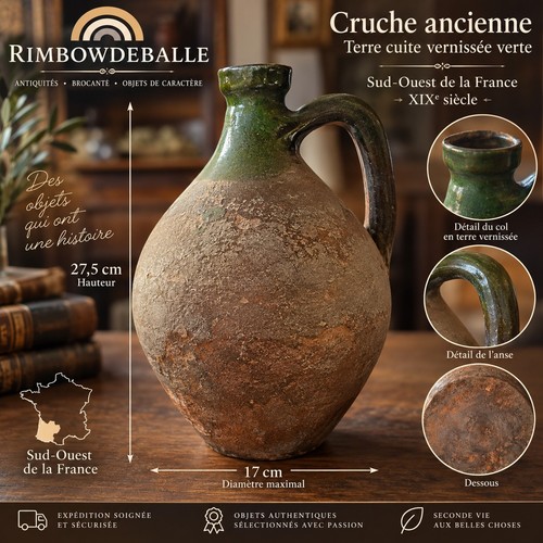 Cruche huile ancienne - cruche, terre