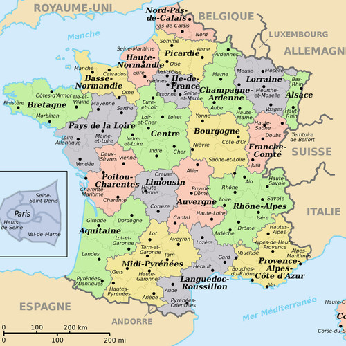 Carte départements régions - carte,