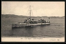 Old postcard warship sagaie, counter torpedo boat 