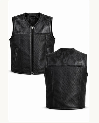 Men black perforated - perforated, leather