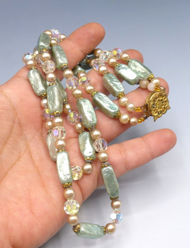 Ancien collier rangs perles - collier, 2