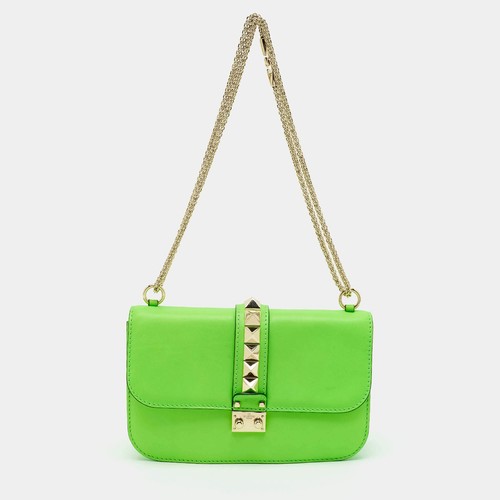 Sac rabat cuir vert fluo - sac, en