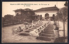Old postcard San Salvadour, La Terrasse de la Crèche in winter at the hospital 
