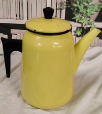 Cafetière Émaillée Ancienne Aubecq Jaune
