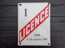 Plaque émaillée ancienne LICENCE I 1 Déco Bar Cave Bistro TBE