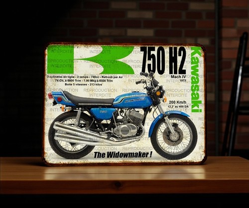 Plaque métal kawasaki 750 - métal,
