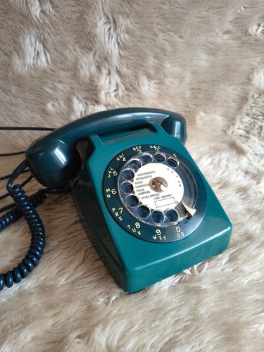 Téléphone fixe vintage bleu - téléphone,