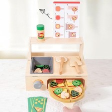Jouet de Pizza En Bois, Accessoires de Cuisine pour Enfants de 3, 4, 5 et 6 Ans,
