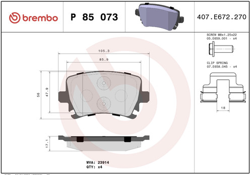 Brembo 073 plaquettes de - 073,