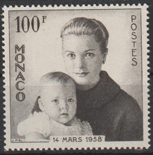 == MONACO. Timbre** YT 489 - Naissance du prince Albert - Année 1958 ==