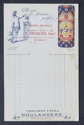 Facture epernay 1920 - epernay, chicoree