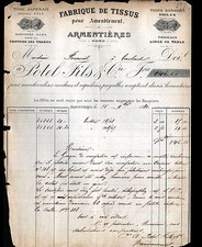 ARMENTIERES (59) WEAVING FACTORY / JAPANESE FABRICS & CANVASES "POTEL Fils" 1881