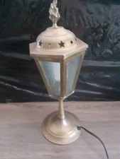 Lampe A Poser  Laiton Vitraux Art Deco  Signée Peerage England  Flameau 