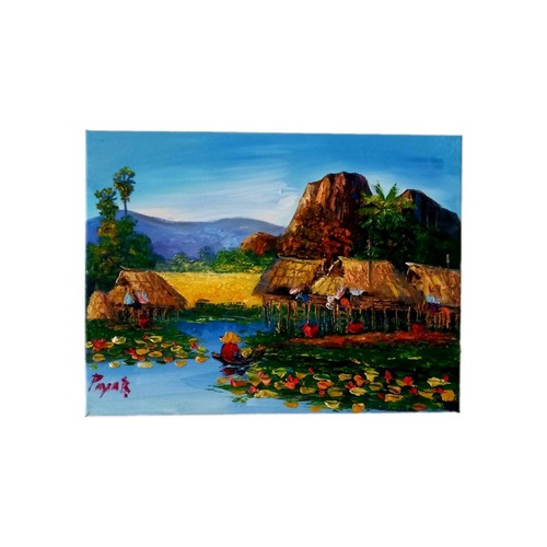 Paysage sur toile - , signé