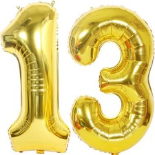 2 ballons Chiffre 13 dorés