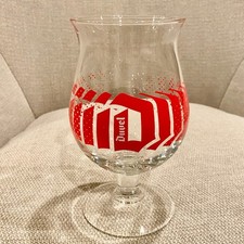 RARE HTF DUVEL Tulip Belgium Beer Glass Limited Edition Red Pattern