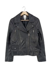 H&M Veste en cuir Dames Veste T EU 38 noir style extravagant