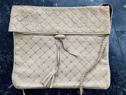 Sac main cuir - main, beige/or