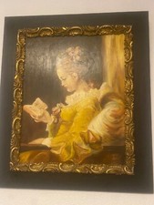 Tableau en canevas d'après la peinture à l'huile de Fragonard : La liseuse