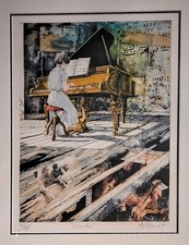 AUTHOUART: "Sonate"  Original etching, framed by Daniel AUTHOUART