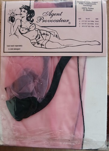 Bas nylon couture - bas, rose/noir