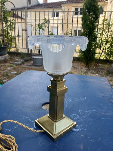 Lampe art deco pied bronze - -,