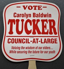 Vintage CAROLINE BALDWIN TUCKER NASHVILLE TN POLITICAL ELECTION HAND FAN G2