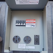 Temporary Power Outlet Panel, RV Electrical 20 30 and 50-Amp Receptacle